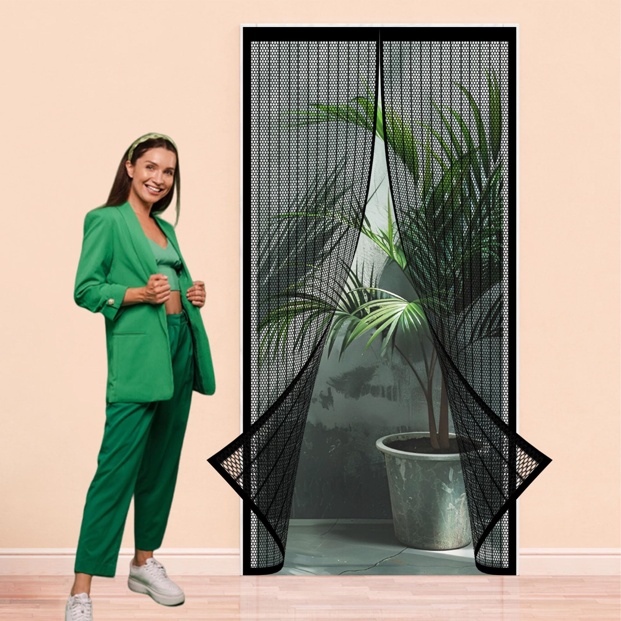 Moustiquaire magnétique 118 x 300 cm, rideau magnétique noir anti moustique pour porte