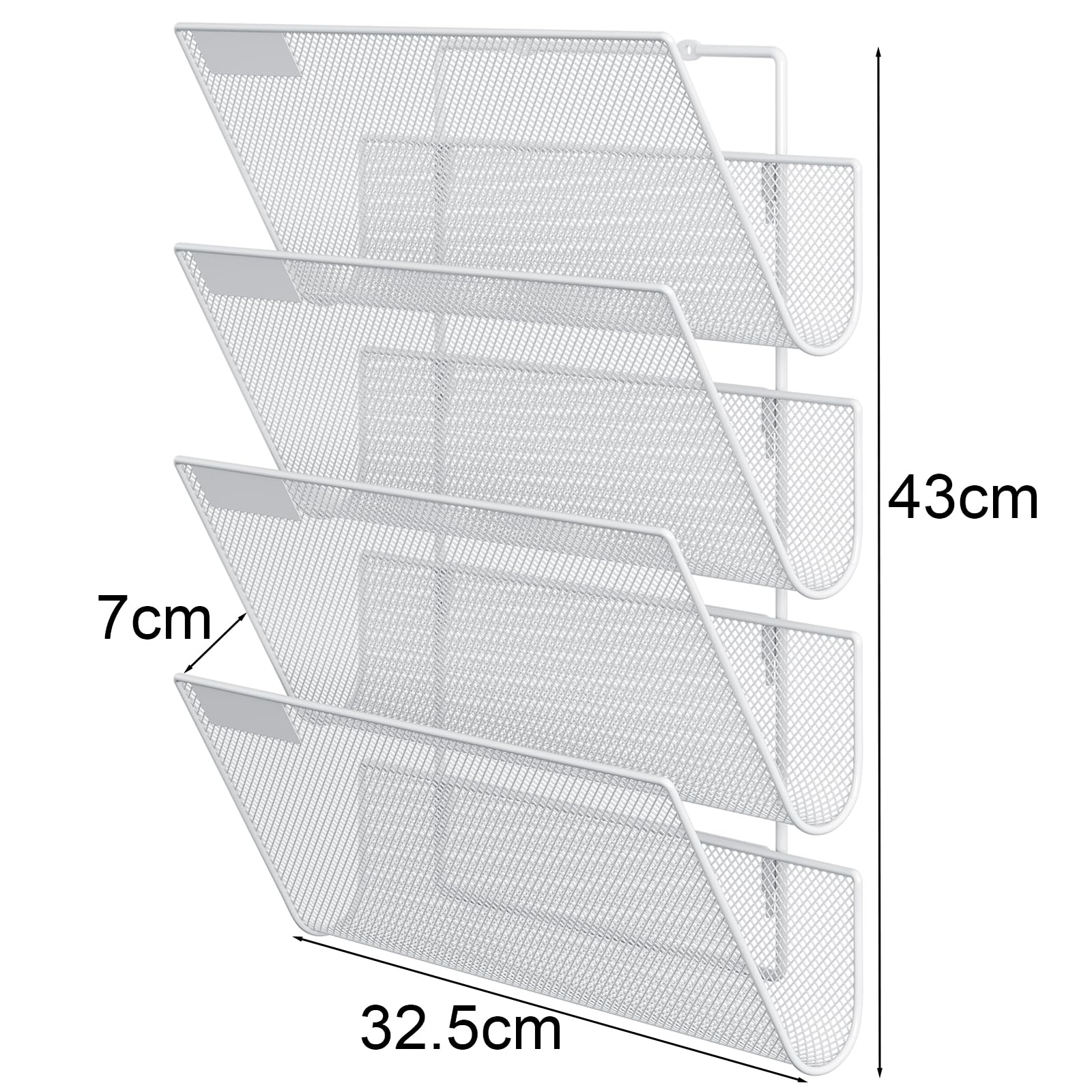 EasyPAG 3 Compartimentos Metal Malla A4 Archivador de Pared Oficina Organizador Documentos Cartas Pared Soporte Revistas Pared Almacenamiento Revistero Correo,Blanco