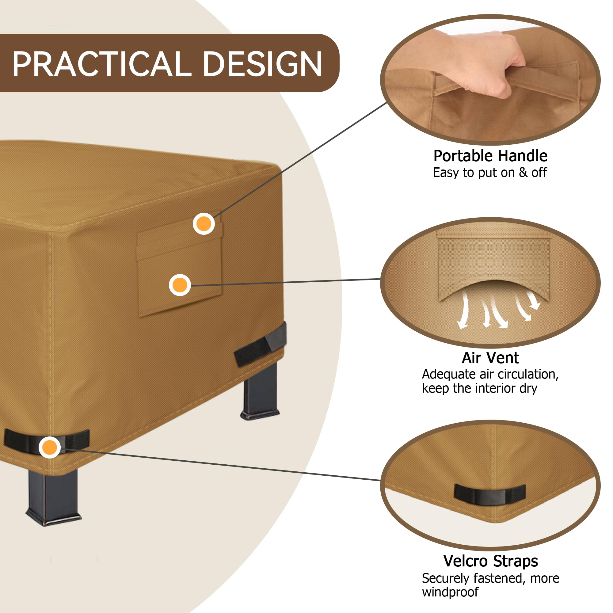 Square Fire Pit Cover WOMACO 21 Inch - Waterproof Outdoor Propane Fire