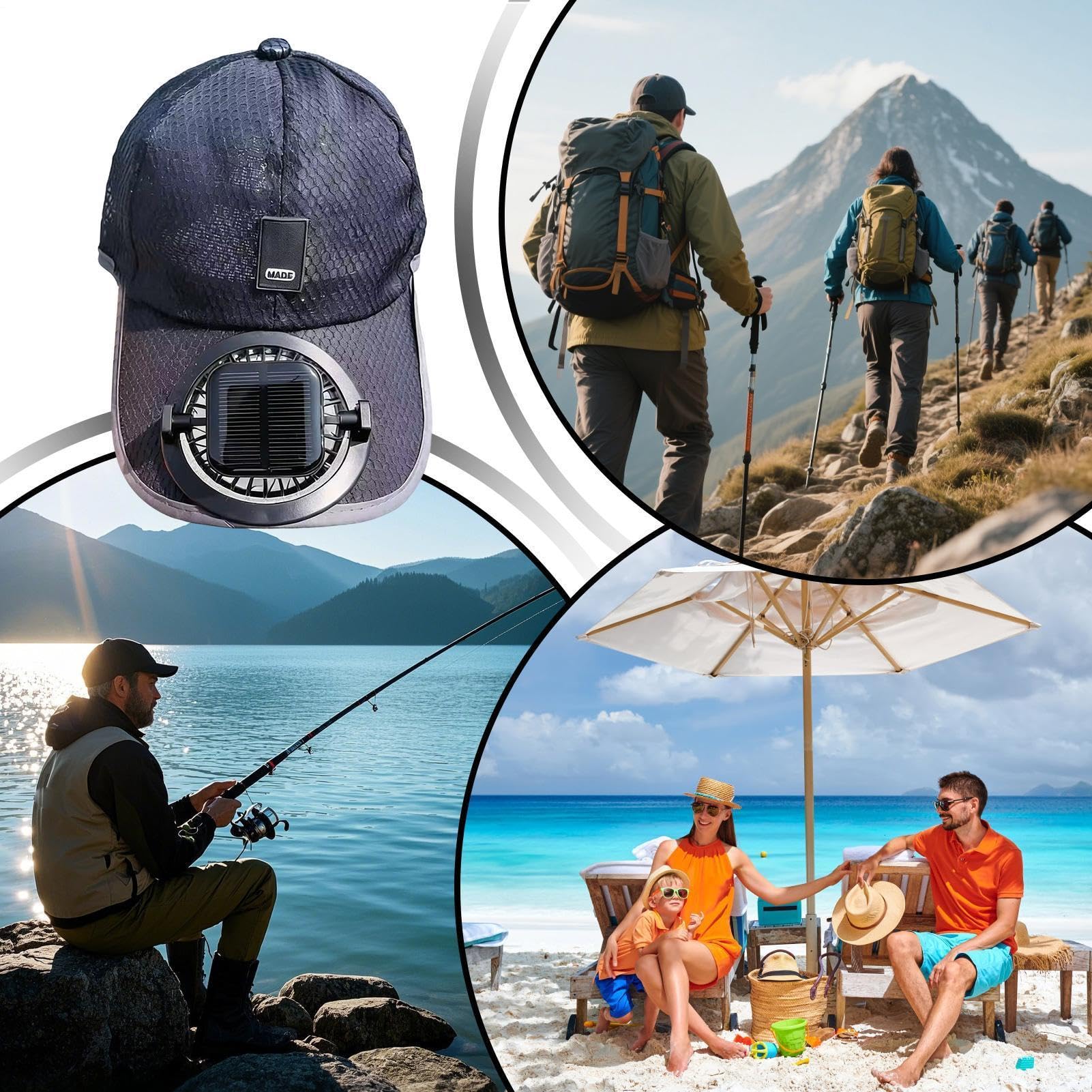 Sombrero De Sol - Diseño De Tesa Ancha De Poliéster, Enfriamiento Con Ventilador Solar, Gorro De Béisbol Para Correr, Gorra De Ventilación Ajustable | Sombrero Deportivo De Exterior Para Mujer Uo