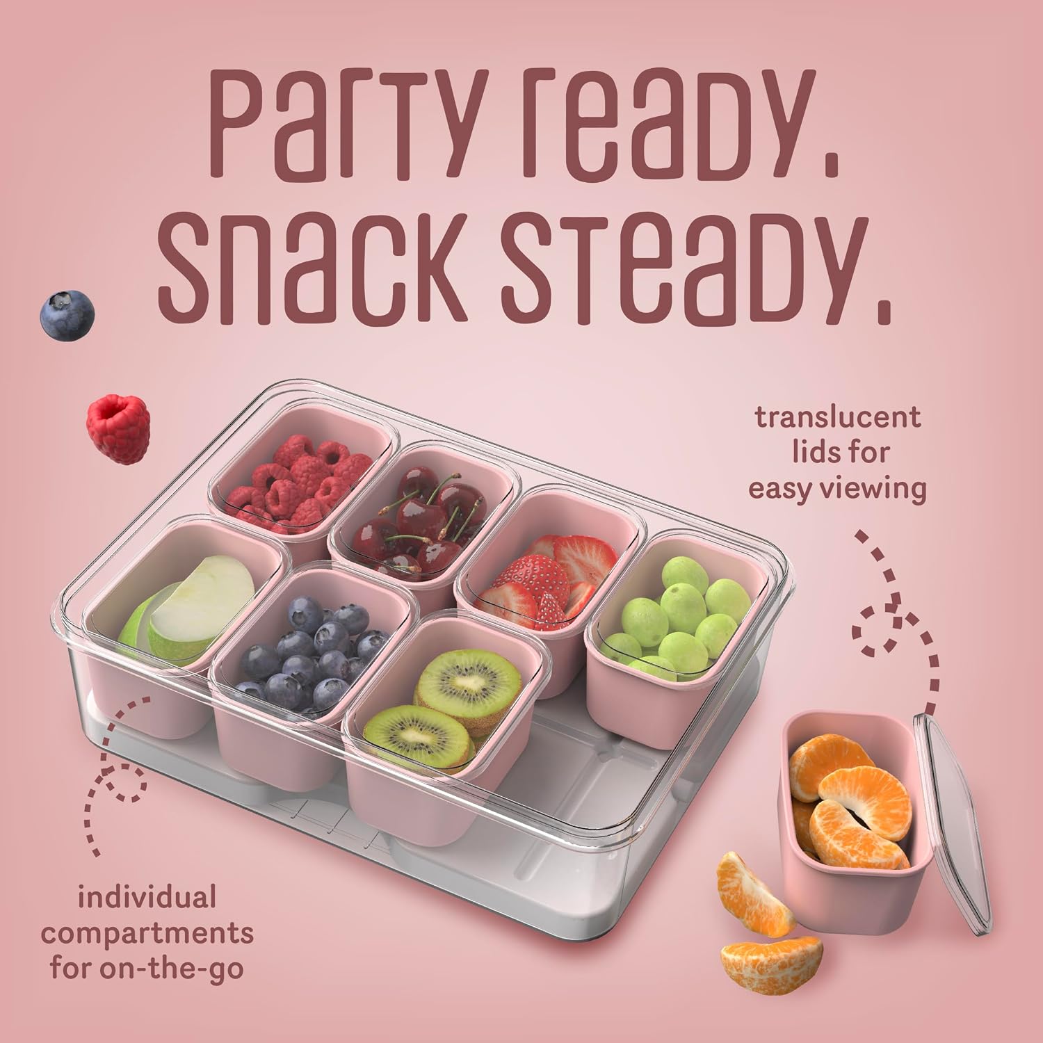 COOK WITH COLOR Snack Container with Ice Pack, Food Storage Containers, Meal Prep Containers, Pink