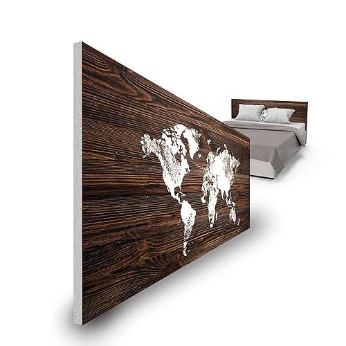 Megadecor Kopfteil Für Bett - PVC Dekor Mit Holztextur Weiß 115x60cm