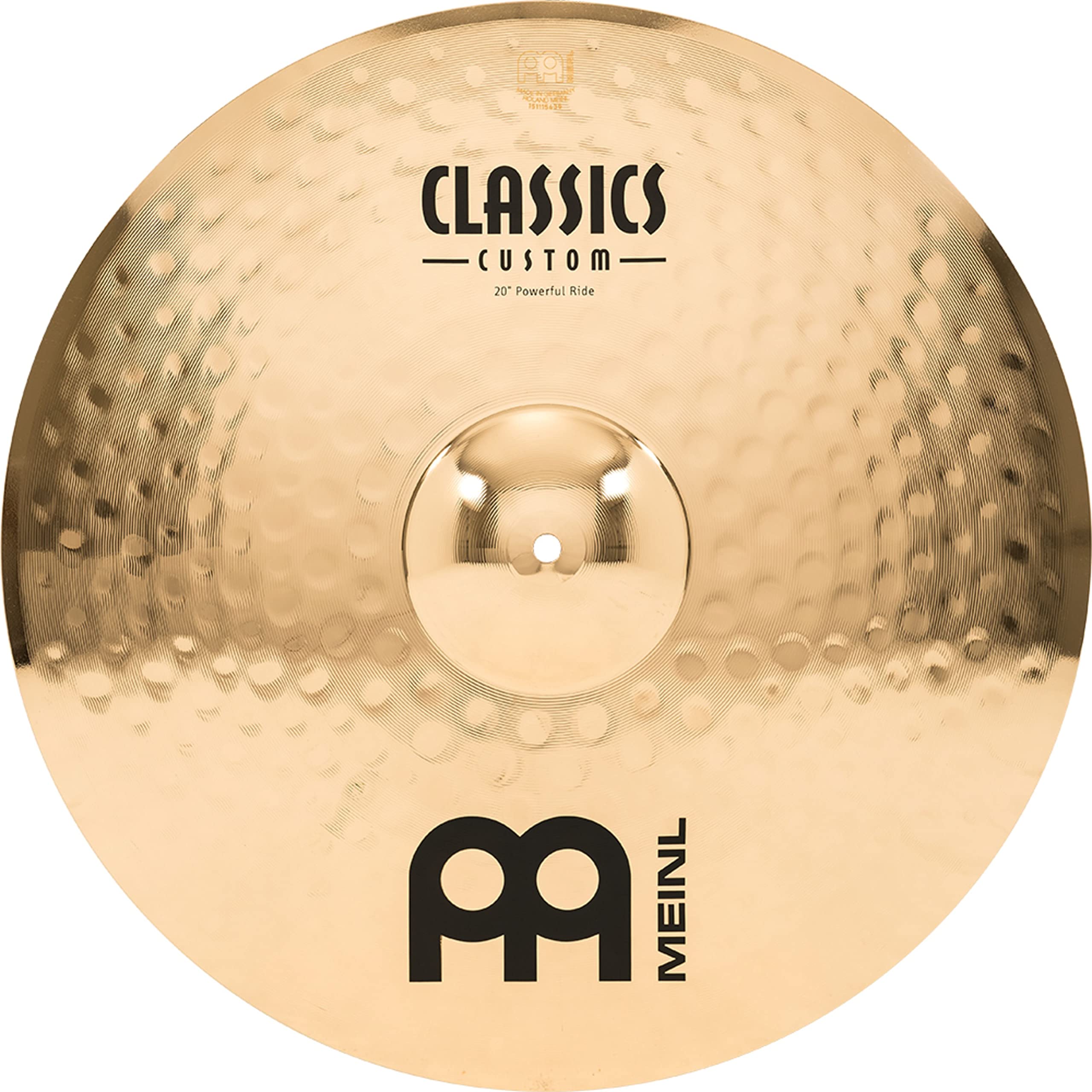 Meinl Cymbals Classics Custom Brilliant Piatto Powerful Ride 20 pollici (50,80cm) per Batteria - Bronzo B12, Finitura Brillante, Prodotto in Germania (CC20PR-B)