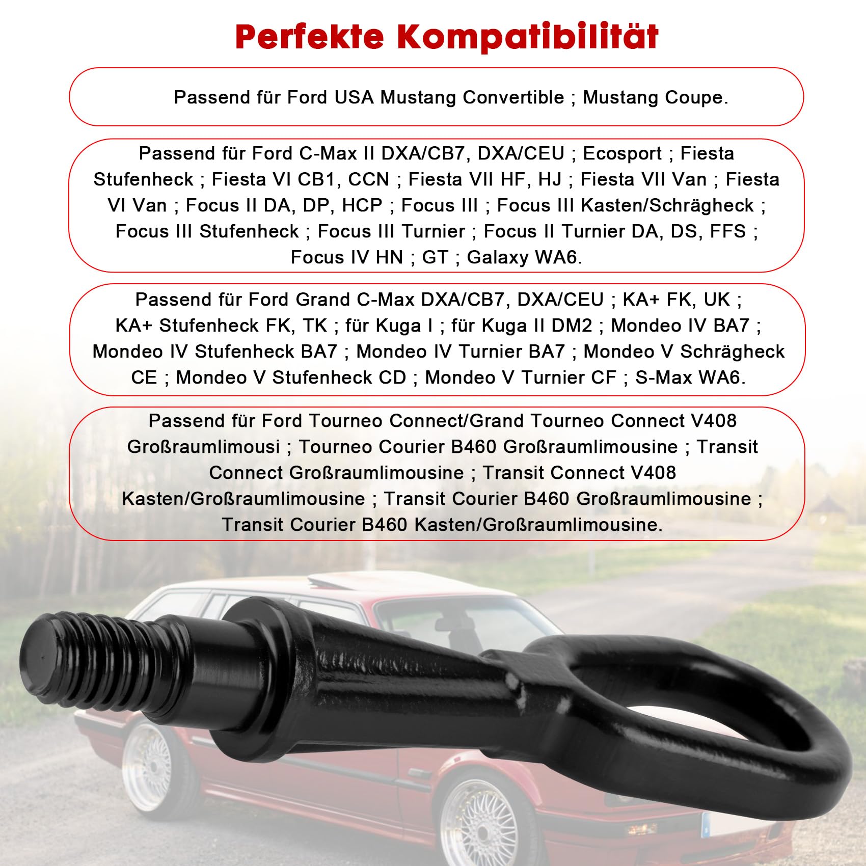 1768868 Crochet de remorquage pour Fiesta MK7 MK6 Focus MK2 MK3 Mondeo MK4 MK5 Grand c-max Ecosport Galaxy WA6