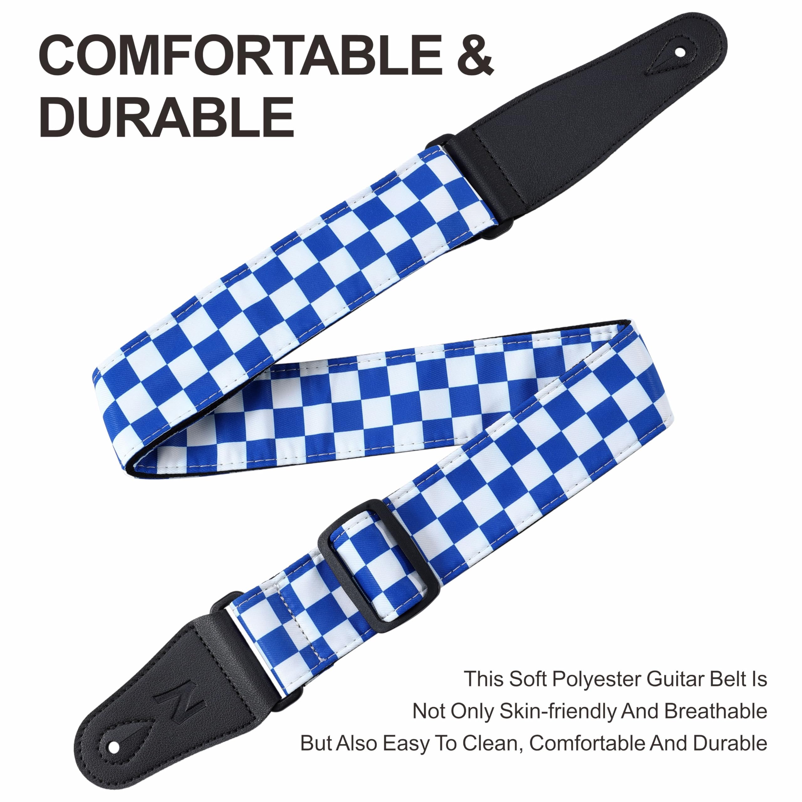 Nefelibata Guitar Strap-2" Wide Double Layer Cotton Original Design Adjustable Guitar Straps with Long Leather Ends for Bass Electric & Acoustic - Image 3