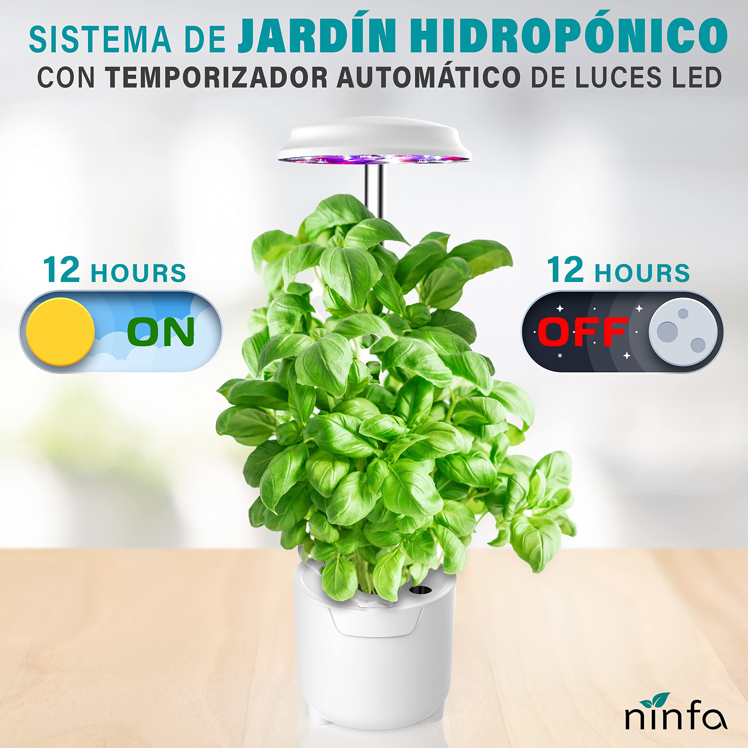 Dafne Smart Garden, Kit de Cultivo Interior con Luz de Crecimiento LED de Espectro Completo de autorriego, Altura Ajustable y Temporizador automático - huerto Interior (Blanco)