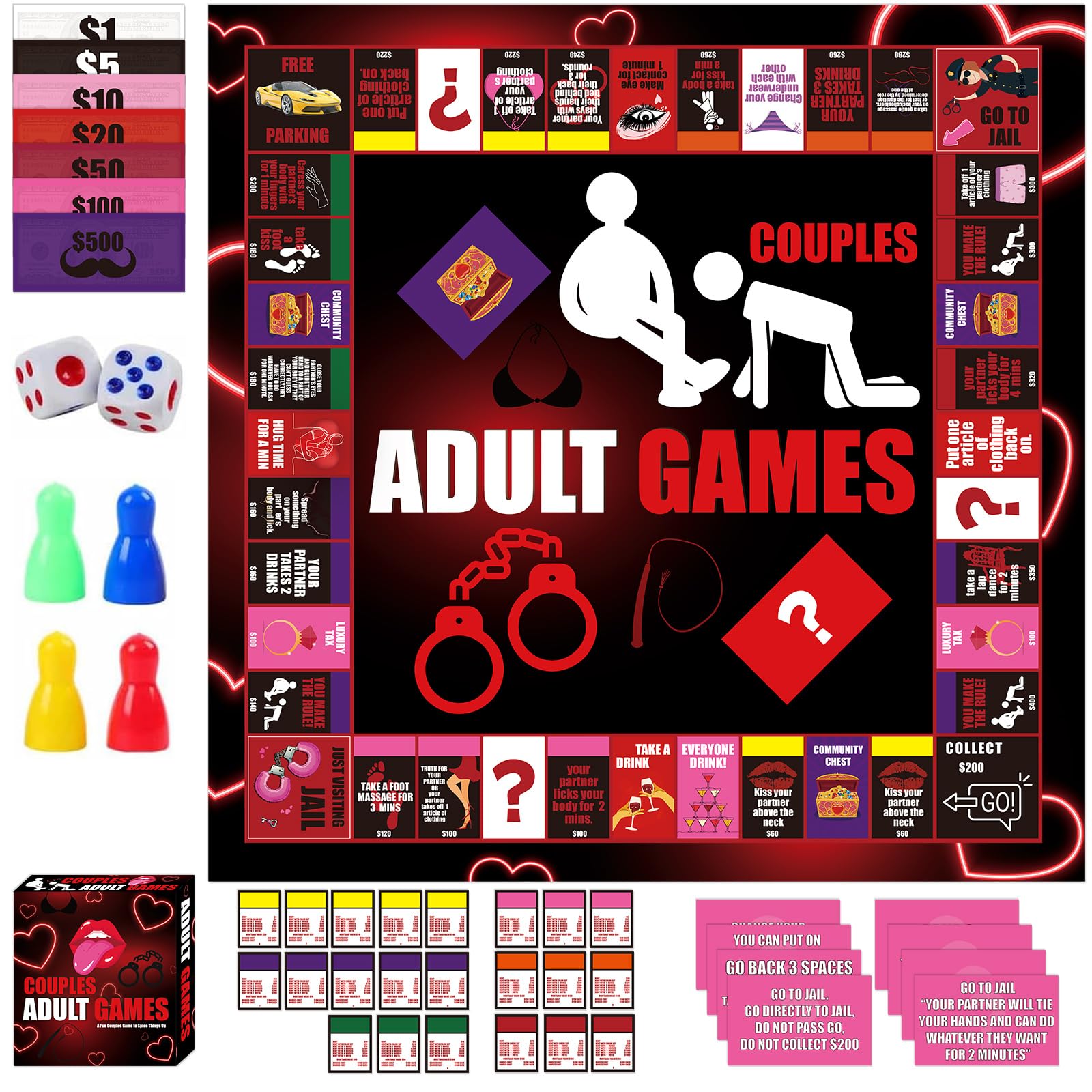Couple Board Game for Boyfriend Girlfriend Relationship Conversation Game Cards Props Date Night Ideas Gifts for Him Her Husband Wife 18+