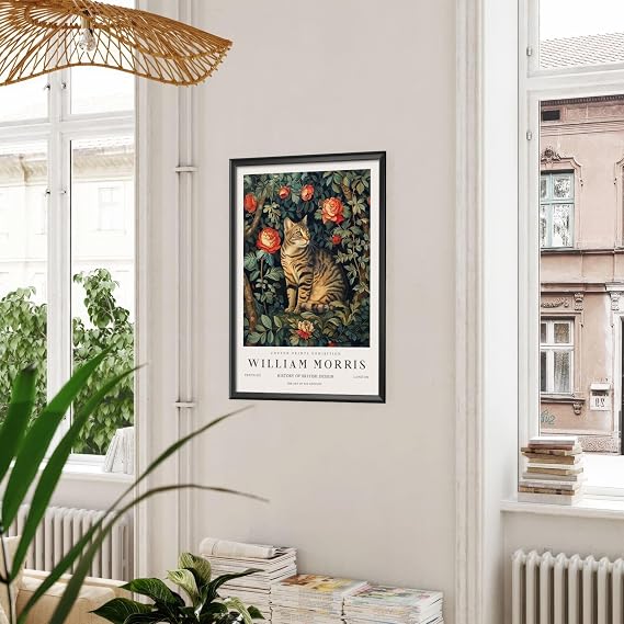 William Morris Cat Print, William Morris Exhibition Print, William Morris Poster, Vintage Wall Art, Textiles Art, Vintage Poster (102b) A4