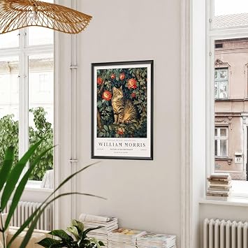 William Morris Cat Print, William Morris Exhibition Print, William Morris Poster, Vintage Wall Art, Textiles Art, Vintage Poster (102b) A4