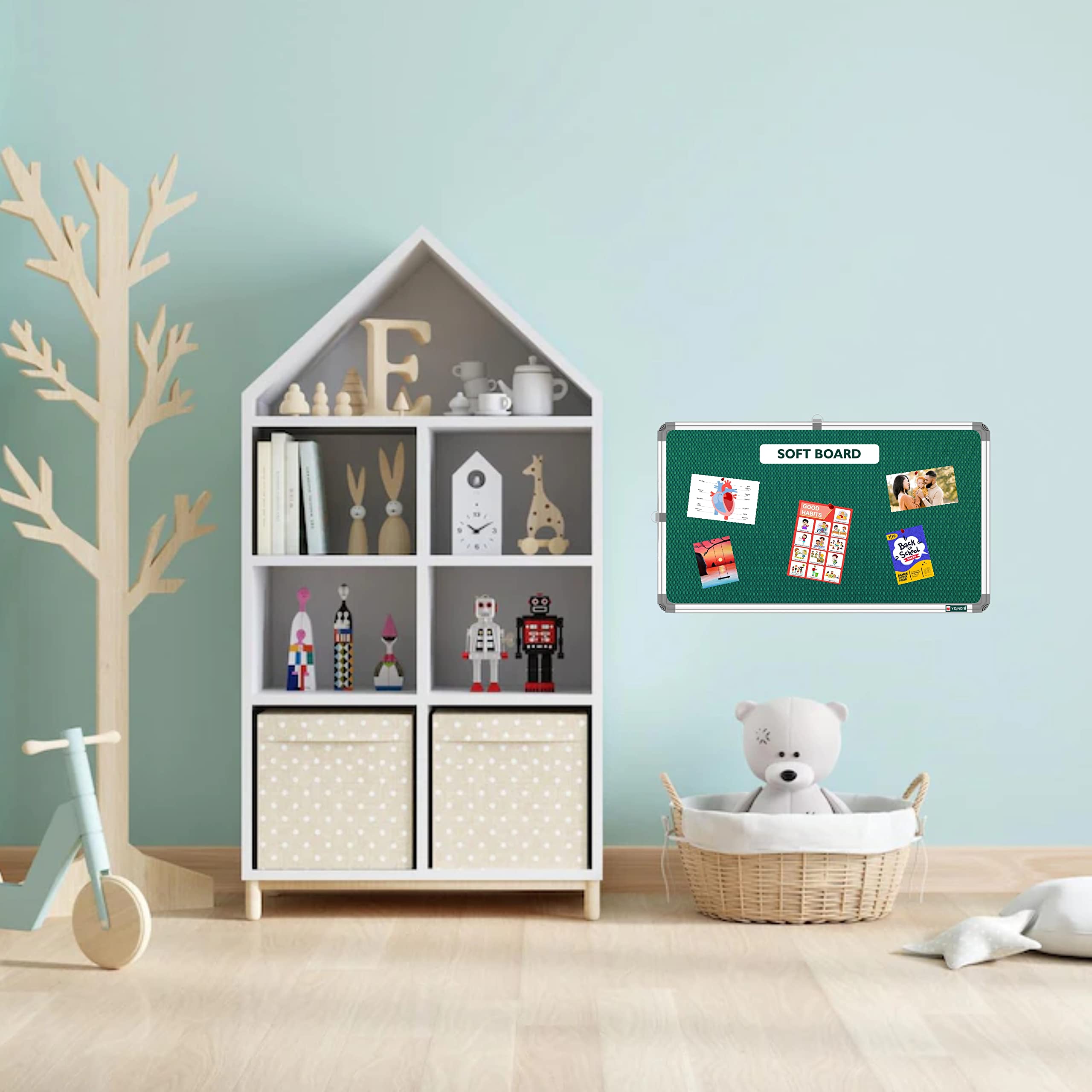 YAJNAS® Tablero de anuncios de color verde de 28 x 41 cm, tablero de pin-up, tablero blando, tablón de anuncios, tablero de exhibición de pin-up para el hogar, la oficina y la escuela (verde, 28 x 41
