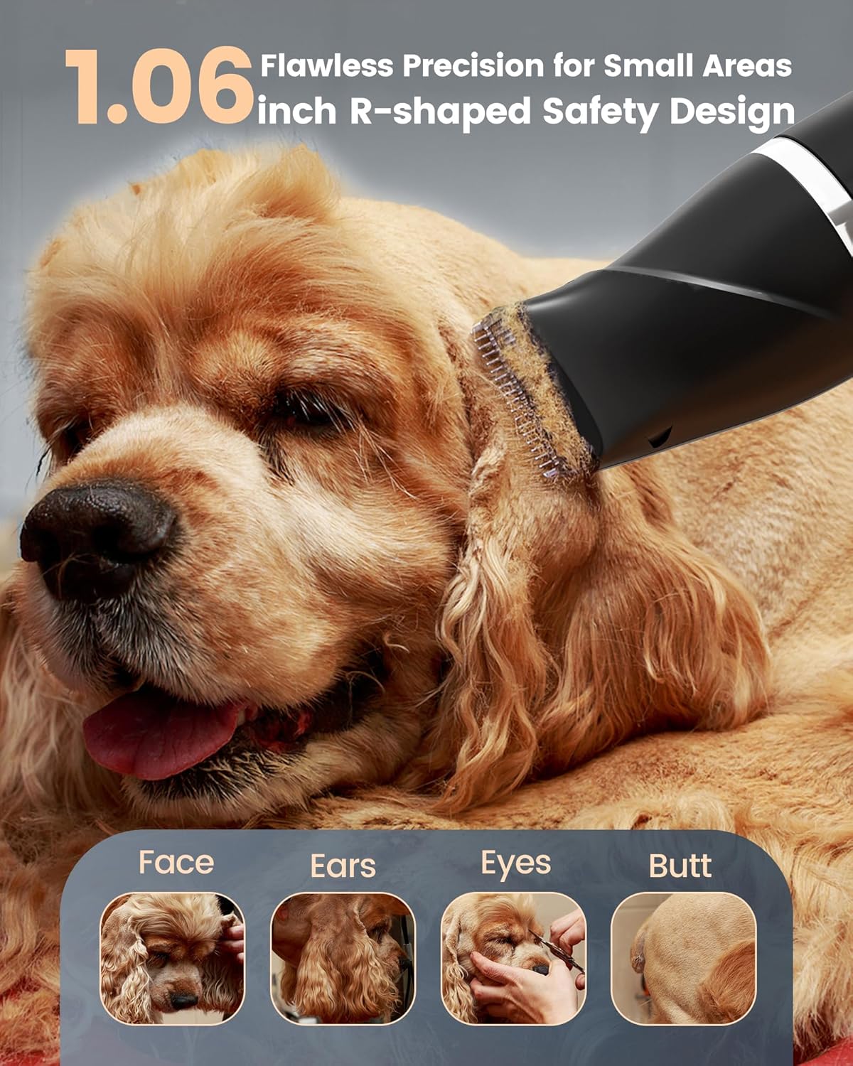 PAPMINI 4 in 1 Dog Grooming Kit for Thick Hair, 2000mAh Heavy Duty Dog Clippers for Grooming, 2-Speed Low Noise Paw Trimmer with Nail Grinder for Body, Paws, Nail, Face, Ears, Legs