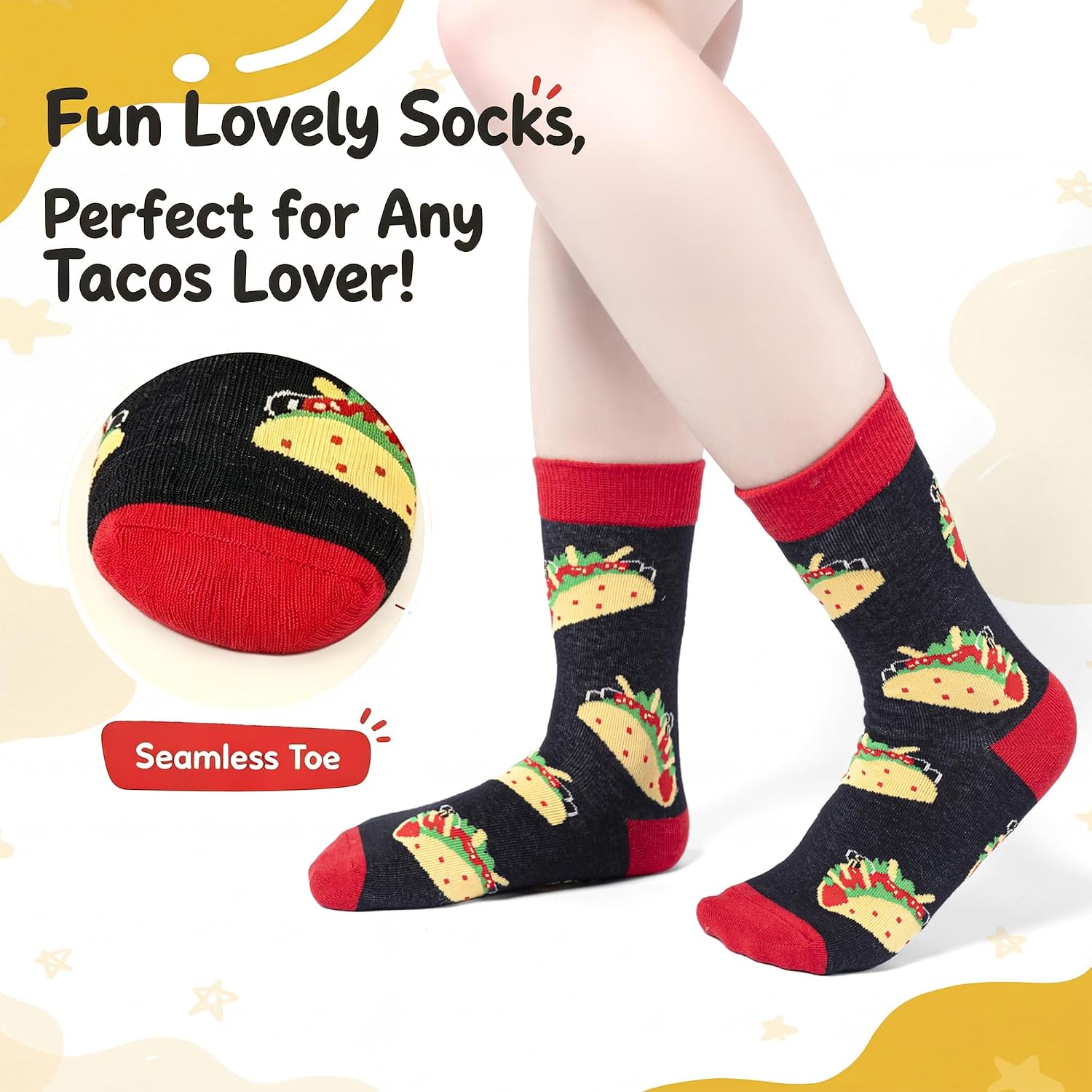 Crazy Socks for Kids Boys Socks 10-12 Years Old Silly Funny School Dress Socks 6-8 Fun Pizza Socks Birthday Christmas Gift