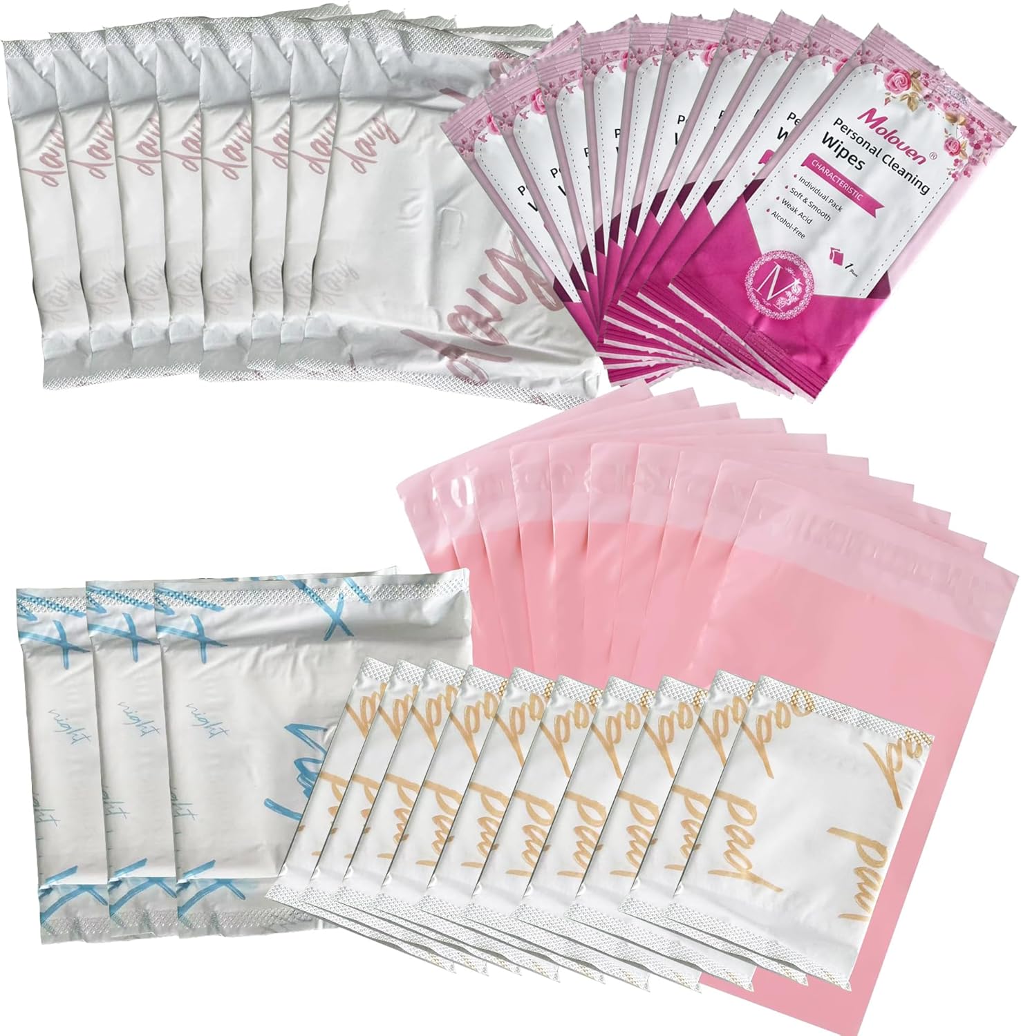 Refill for First Period Kit | 41 PC MultipieYo Teen Preteen Tween Period Starter Kit with Sanitary Pads, Wipes, Panty Liners, Disposal Bags | Complete Monthly Care