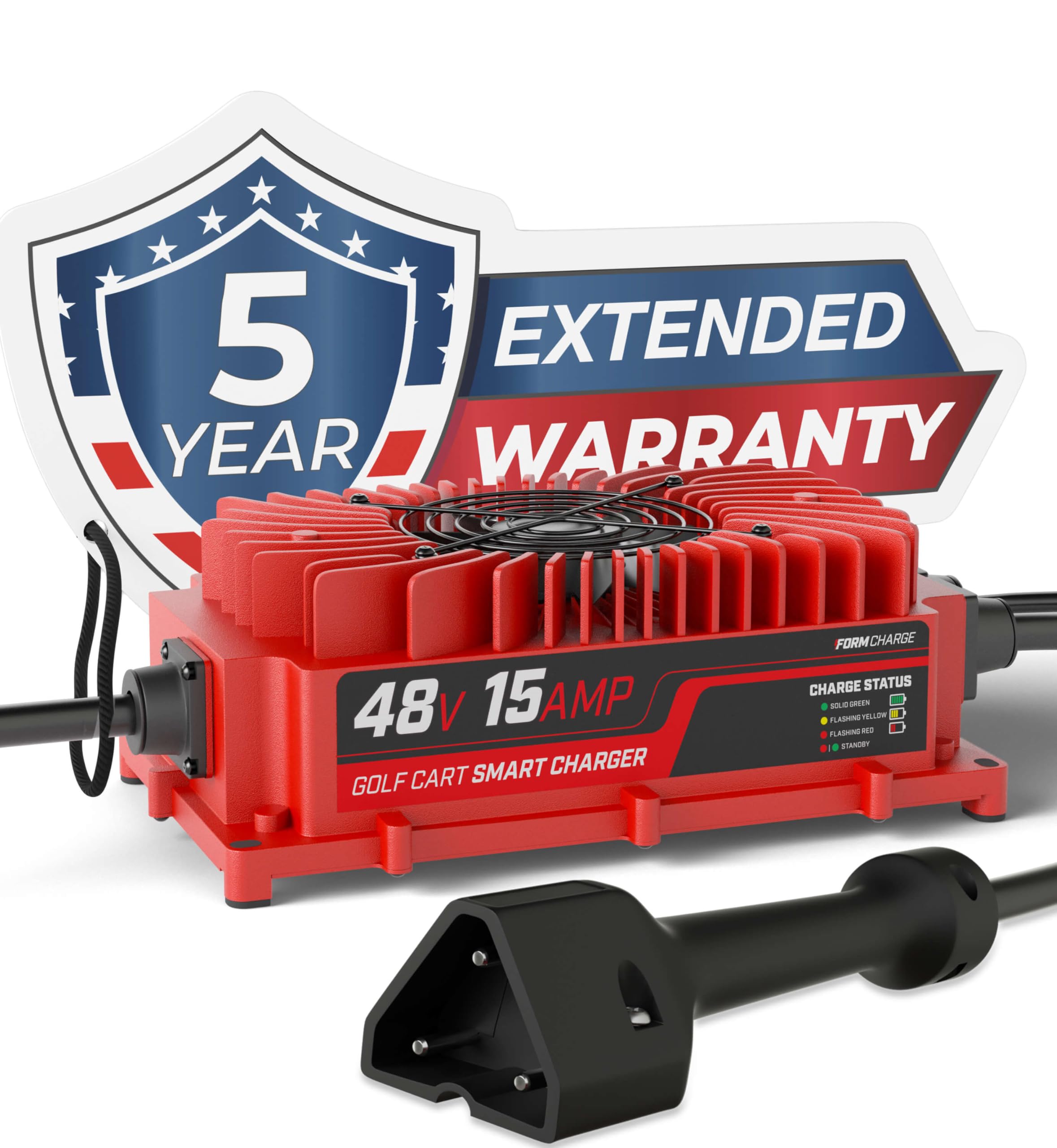 FORM 48 Volt Golf Cart Battery Charger for EZGO RXV & TXT Golf Carts - 48V 15AMP Lead Acid Battery Charger