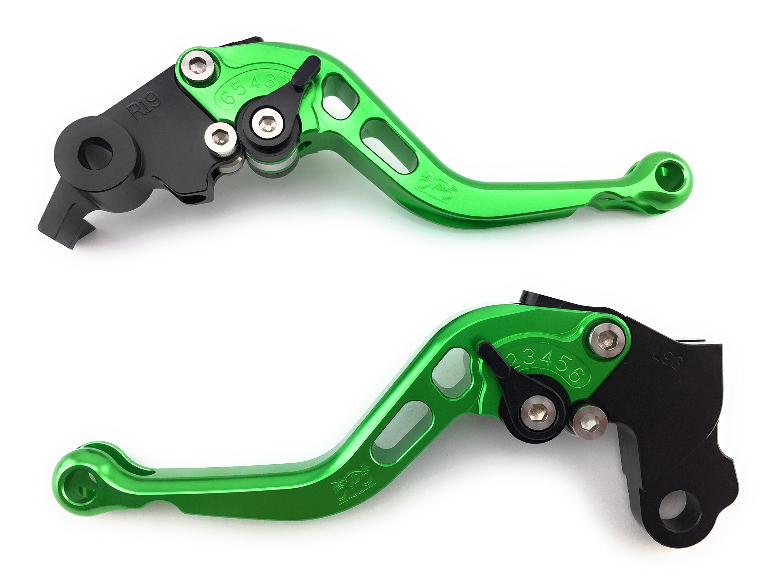 AVDB-moto Paire de leviers courts compatible avec Kawasaki ZZR 1400 Performance Sport 2016-2018 (Vert/Noir)