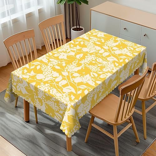 Miniatura 20 de Mantel rectangular con temática musical, notas musicales, 54 x 72 pulgadas, borde de encaje ondulado, mantel de poliéster para comedor, cocina,