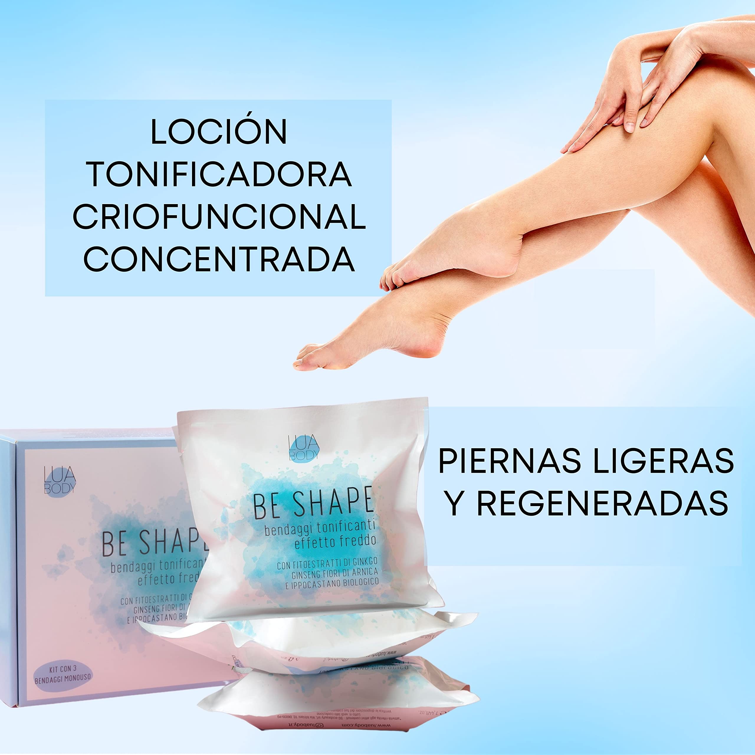 Kit 3 Bende Anticellulite, Drenanti - Trattamento Effetto Freddo Tonificante e Defaticante BIOLOGICO - 3 Bendaggi Estetici Professionali Rassodanti per Gambe, Pancia e Fianchi (Kit 3 Bendaggi)
