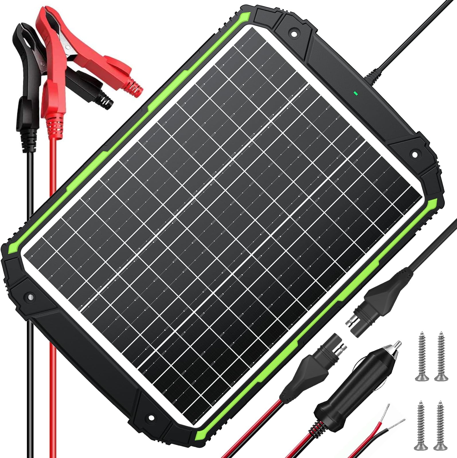 25W 12V Solar Powered Battery Charger & Maintainer, Built-in Smart MPPT Charge Controller, Waterproof 25 Watt 12 Volt Solar Panel Trickle Charging Kits for Car Auto Boat RV Marine Trailer