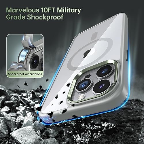 Miniatura 6 de JUESHITUO Funda magnética para iPhone 15 Pro imanes N56 superfuertes Protección contra caídas de grado militar Precioso marco de lente metálico con