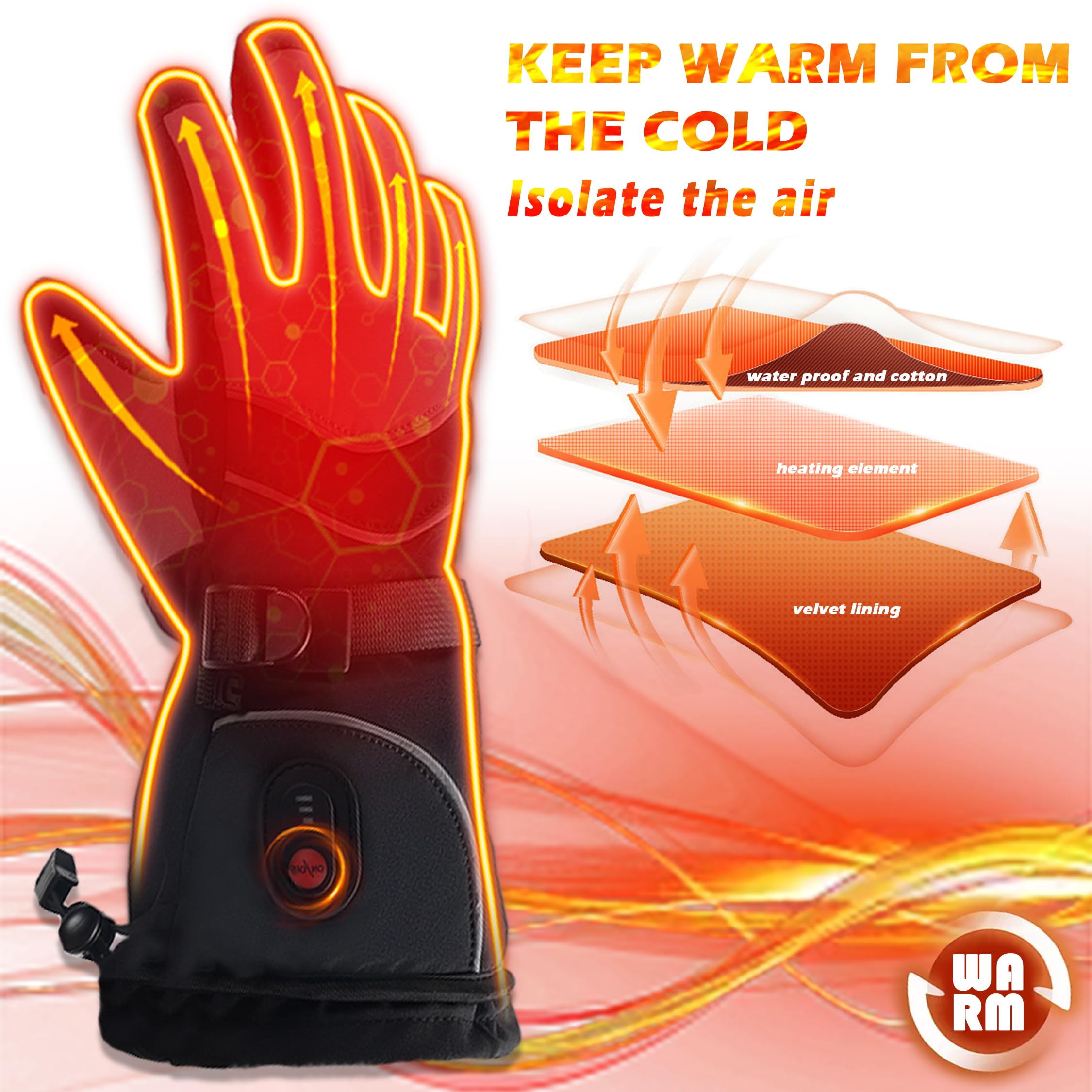 Juuka Heated Gloves for Men Women with 3 Heating Levels Touchscreen Rechargeable Electric Heating Gloves for Outdoor Sports (Large)
