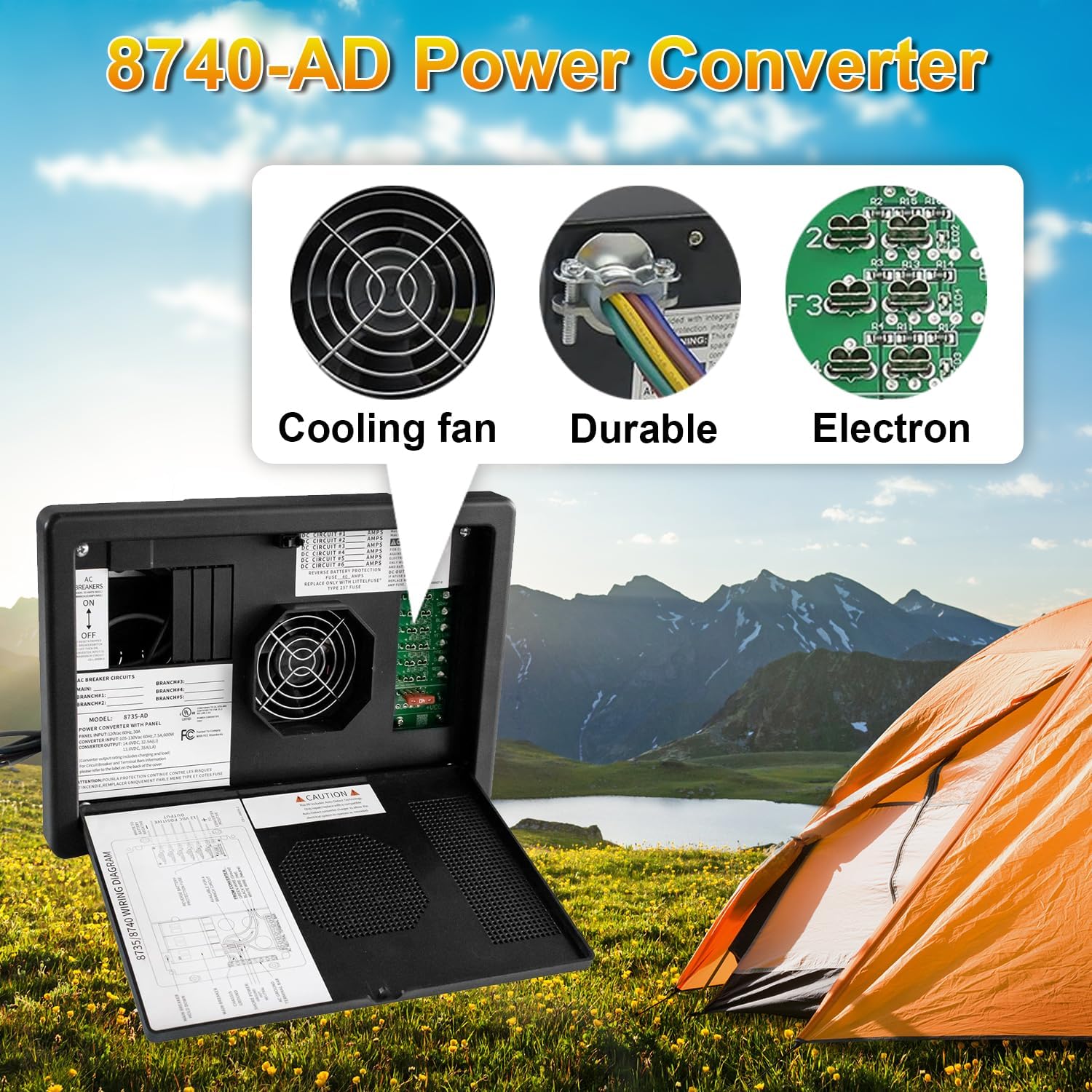 WF-8740-AD Power Converter/Charger, Black 40 Amp Power Center, 40 amp wf-8700 Series rv Converter Battery Chargers for rv,Camper,caravans,Travel Trailer wf-8740