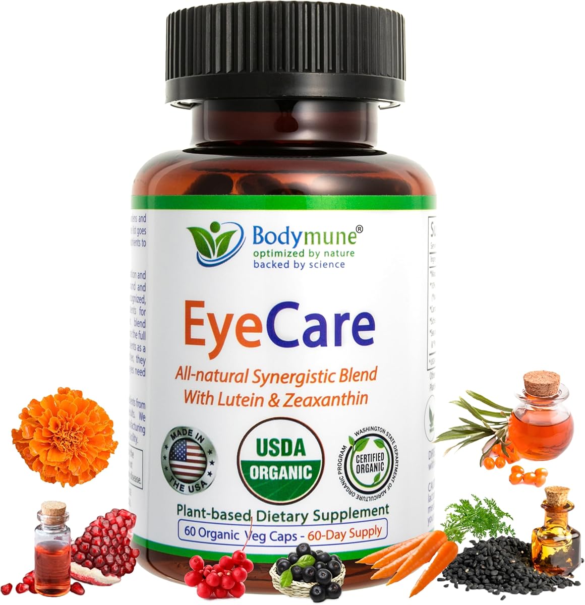 Advanced EyeCare | USDA Organic Eye Health Supplement with Lutein & Zeaxanthin | Maqui, Goji & Sea Buckthorn Extracts | 60-Day Supply | Vegan, Non-GMO, Made in USA