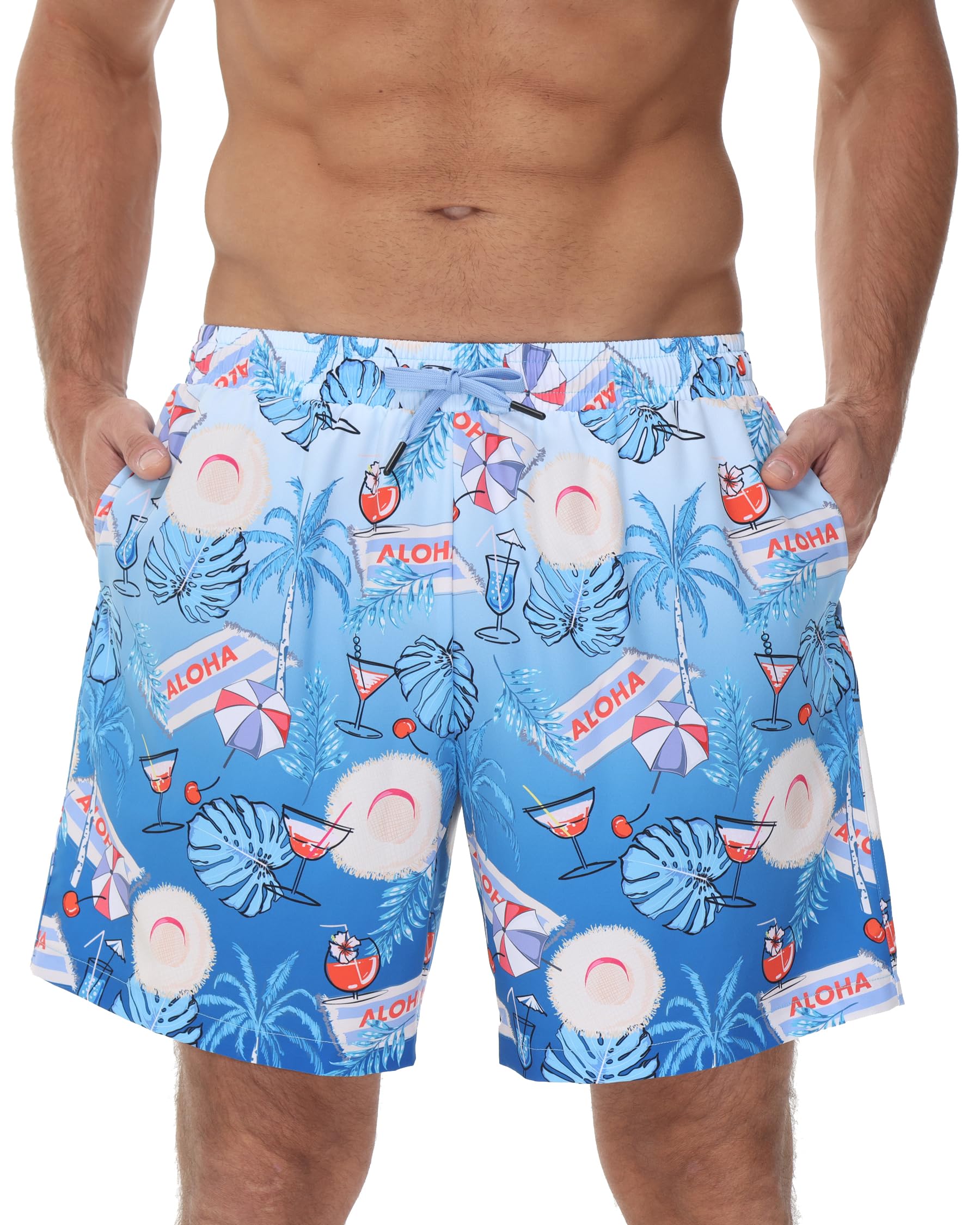 MOCOLY Bañador Hombre Shorts de Natación de Secado Rápido Estampados con Forro de Malla Elástica Bañador Piscina Pantalones Cortos de Verano para Natación Surfing Voley Playa Vacaciones en el Mar