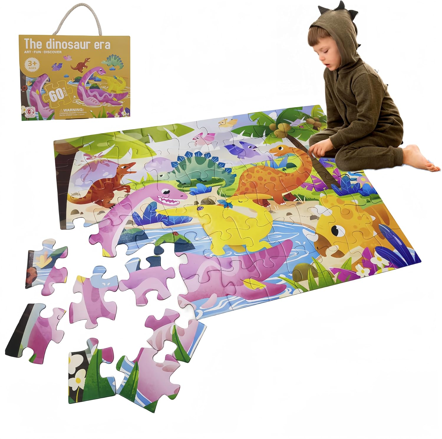 Bearbao 60 Pieces Dinosaur Jigsaw Puzzles Jumbo Floor
