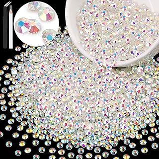 3000PCS SS16/4mm Crystal Rhinestones (Transparent AB), Bedazzling Flatback Glass Rhinestones for Crafting DIY Nail Art Makeup Decoration, Gems Diomand Charms for Tumbler Shoes Clothing Mug