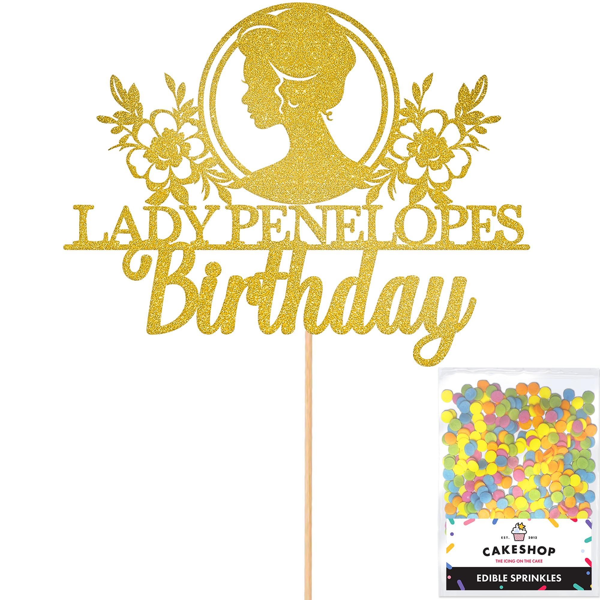Personalised Bridgerton Themed Glitter Cake Topper - Any Name Glitter Cake Decoration and Sprinkles - Happy Birthday Decorations - Custom Toppers for Cakes by Cakeshop