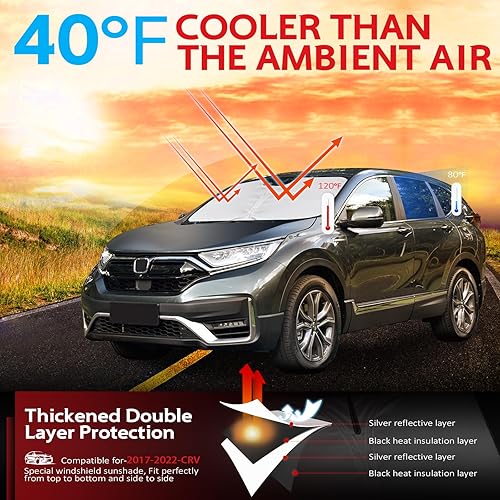 Miniatura 6 de KAYZT Parasol para parabrisas para Honda CRV 2017-2022 CR-V plegable, para SUV, accesorios de ajuste personalizado