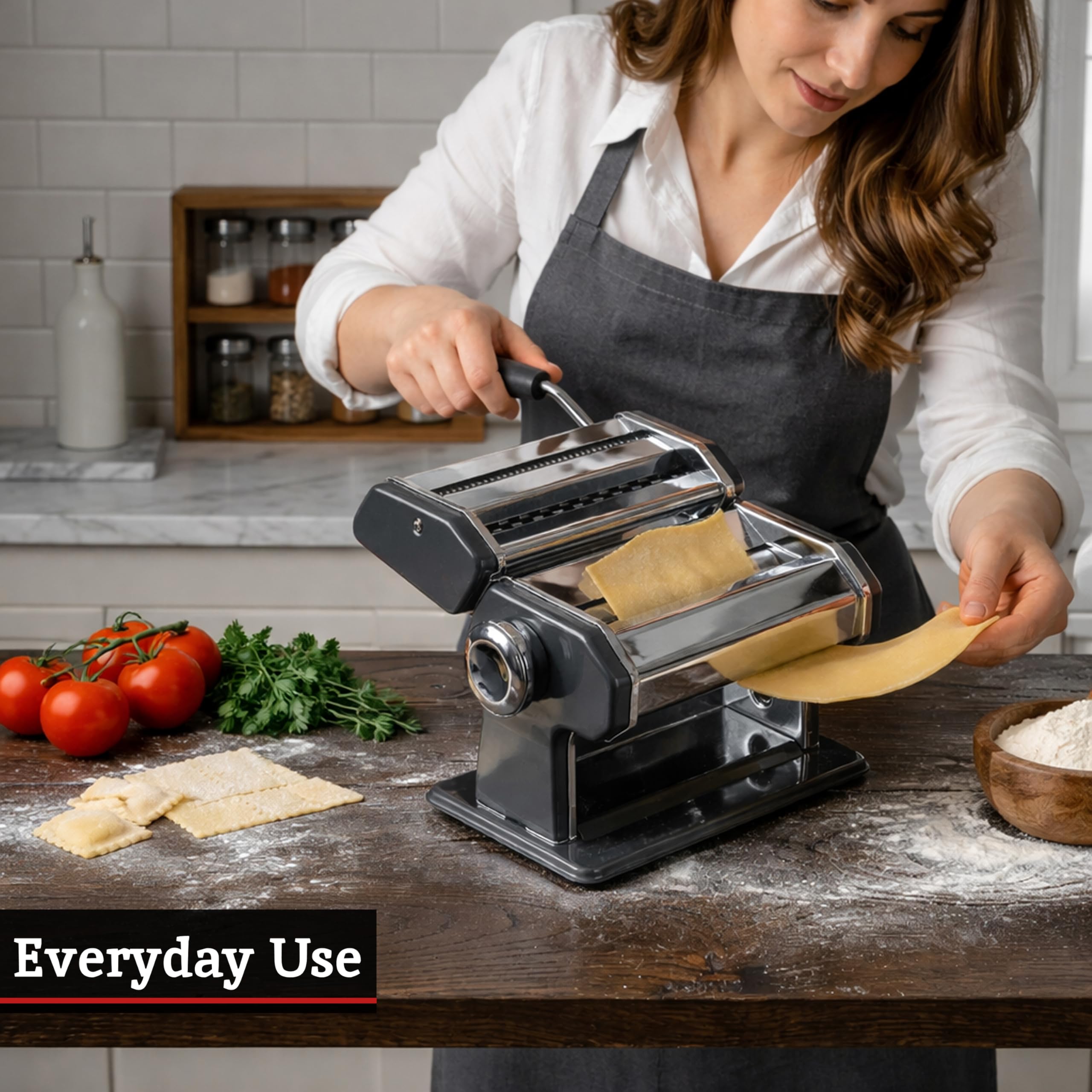 Premier Housewares - Máquina para Hacer Pasta, Estructura de Acero Cromado y Color Negro