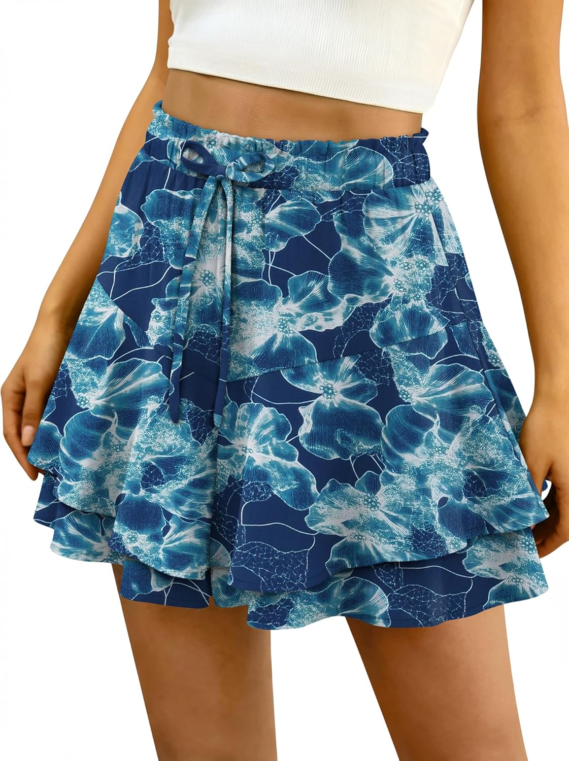 BETTE BOUTIK Flowy Shorts for Women Ruffle Skorts Cute Mini Skirt Country Concert Outfit Coastal Cowgirl Tennis Skort XS-XXL