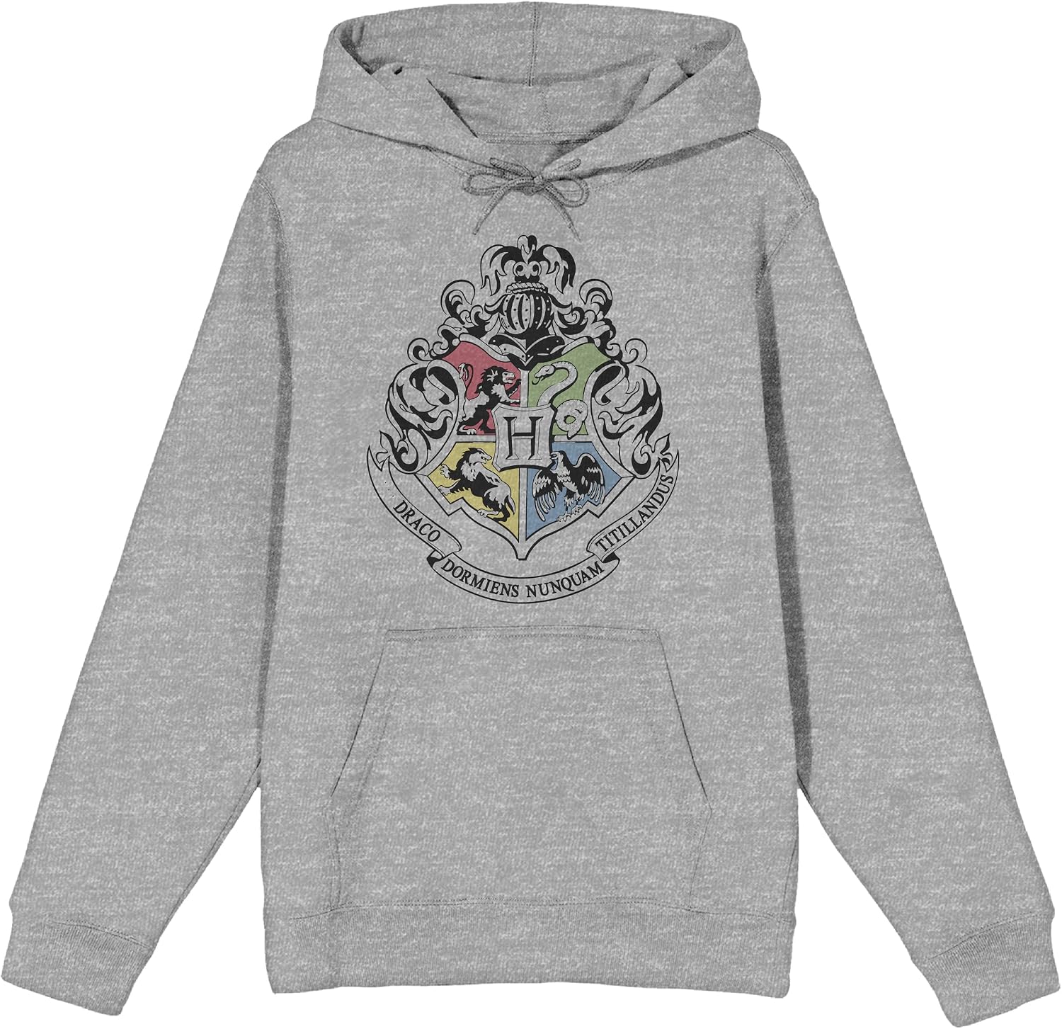 Harry Potter Hogwarts School Crest Men's Athletic Heather Grey Hoodie