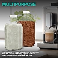 Vista 6 de Stock Your Home Botella de vidrio de medio galón con tapa (paquete de 1) jarras de 64 onzas y 3 tapas blancas, recipiente reutilizable de grado