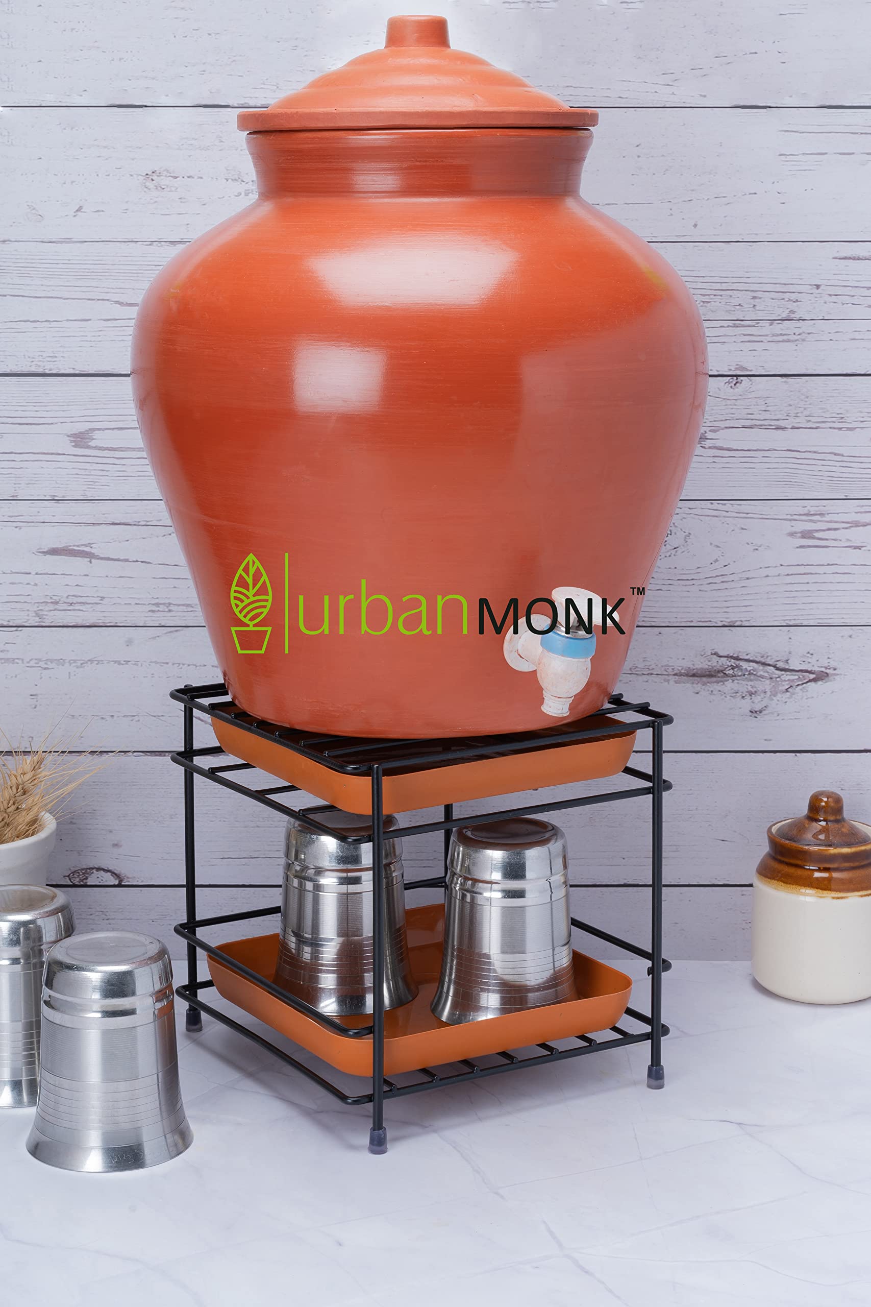 Buy URBANMONK Matka Stand for Water Pot FREE Water Tray with Water