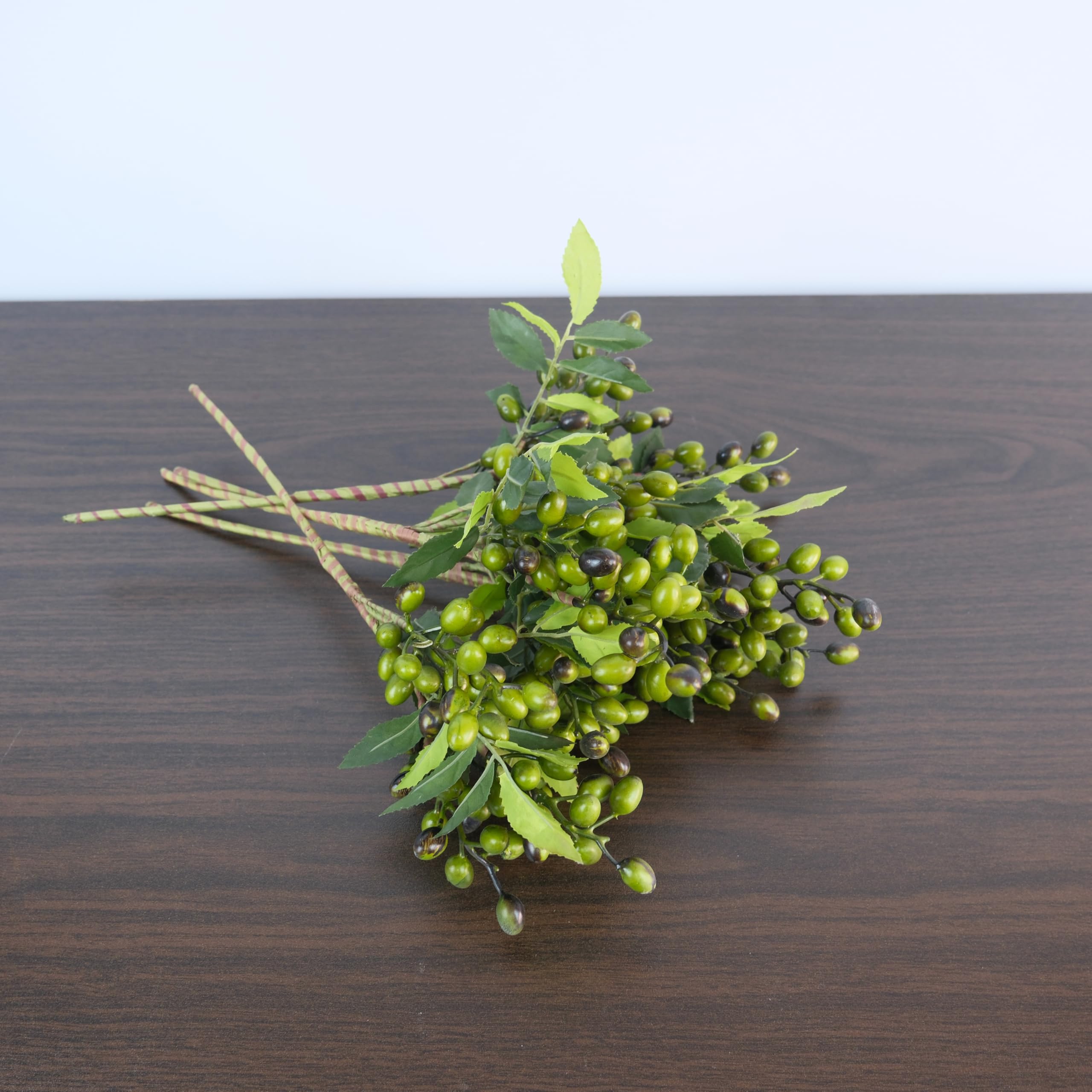 Künstliche Beerenstiele, künstliche Beeren, Zweige, künstliche Beeren, Spray, Blumen, Pflanze für Vase, Zuhause, Büro, Party-Dekoration (grün)