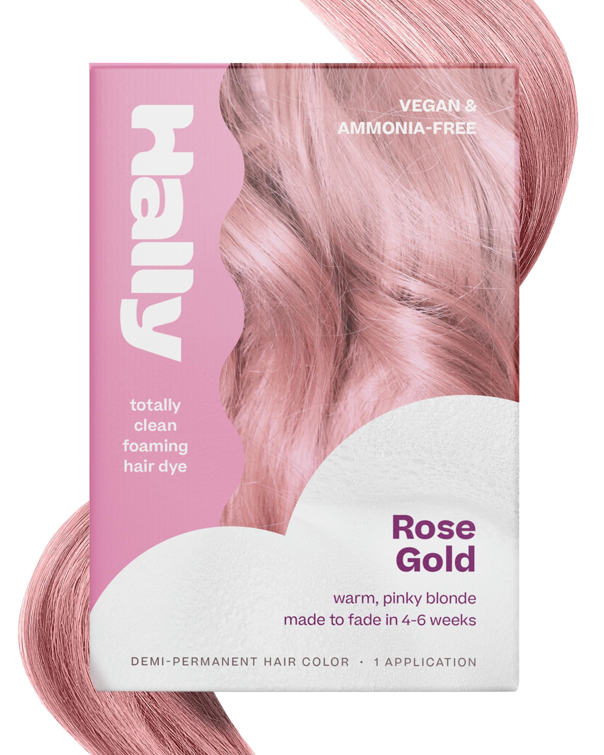 Hally Hair Color Cloud Hair Dye (Pink) - Demi-Permanent Foam Hair Color for Women & Men - Mess-Free & Long-Lasting Hair Dye Kit, Hair Coloring Products Wash Out in 4-6 Weeks, Vegan