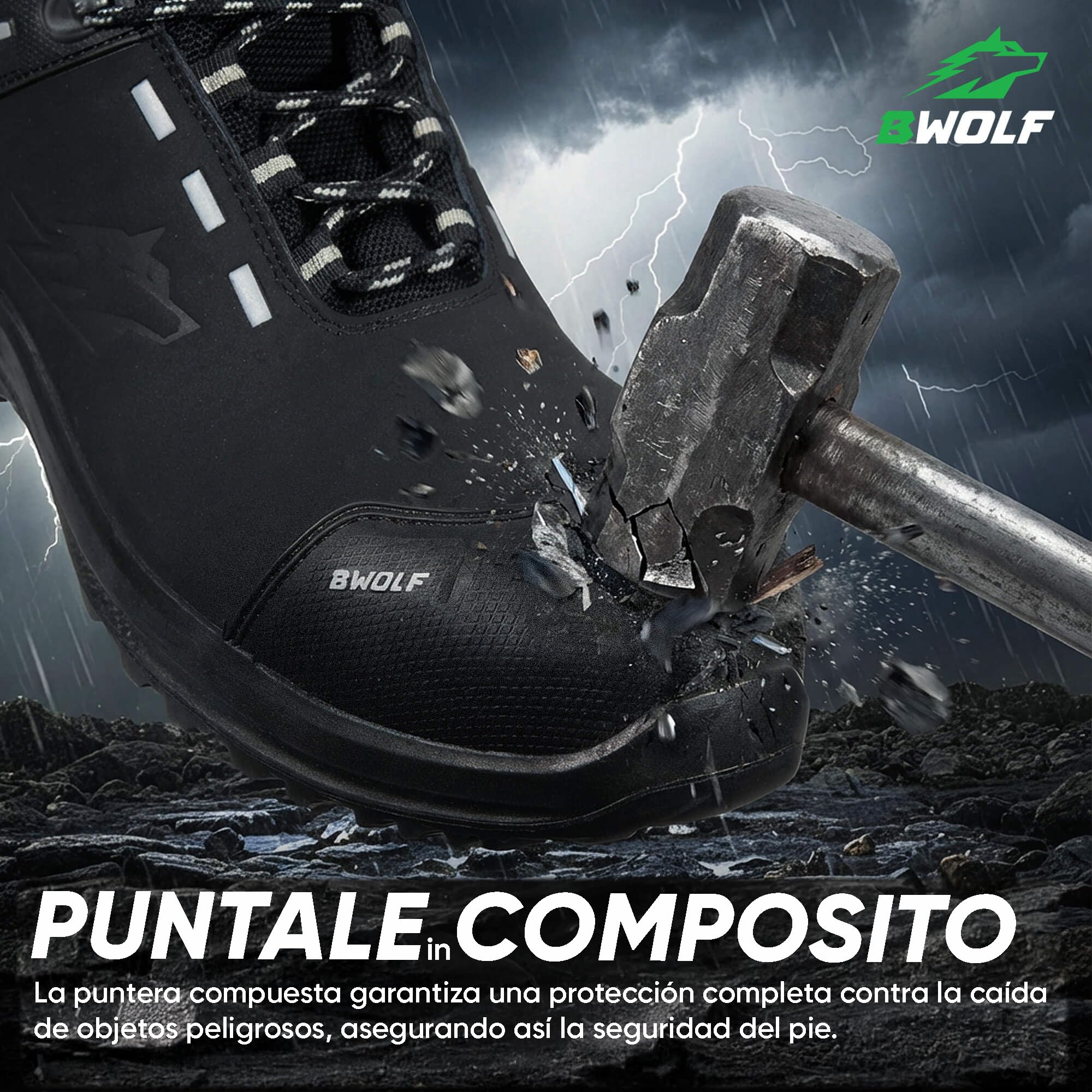 BWOLF Defender HIS3 Scarpe da Lavoro da Uomo S3 Scarpe Antinfortunistiche Uomo S3 in Pelle Nabuk Impermeabili, Resistenti all'olio