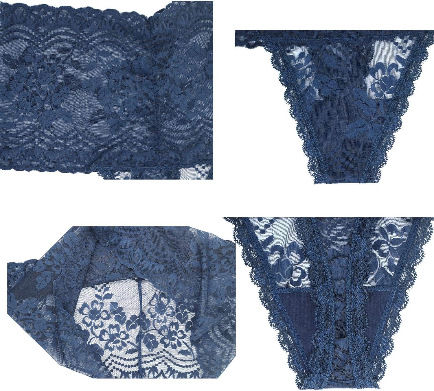 High Waist Lace Thongs Underwear For Women Plus Size Floral High Rise Lacy Retro Thong Pantie Pack of 6 - Image 4