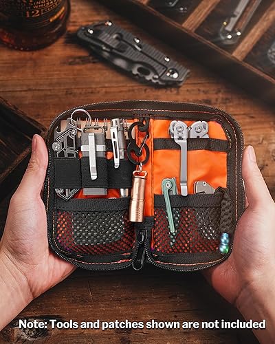 Miniatura 4 de VIPERADE VE10 Bolsa EDC pequeña de bolsillo, bolsa de herramientas de bolsillo con 10 compartimentos, organizador de bolsillo para hombres para