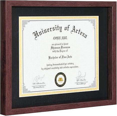 CORE ART 11x14 Diploma Frame Display Certificates 8.5 x 11 with Mat or 11 x 14 without Mat, College Degree Frame with Real Glass, Wall and Tabletop ...