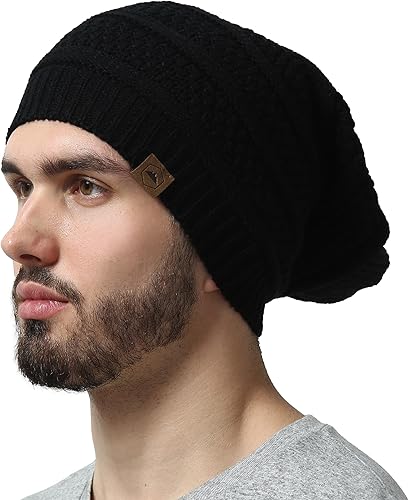 Slouchy Cable tejido Gorro de lana por Tough HeadwearGorro de lana de gran tamaño Sombreros Gorros Graves Sombreros Para Hombres y Mujeresperfecto