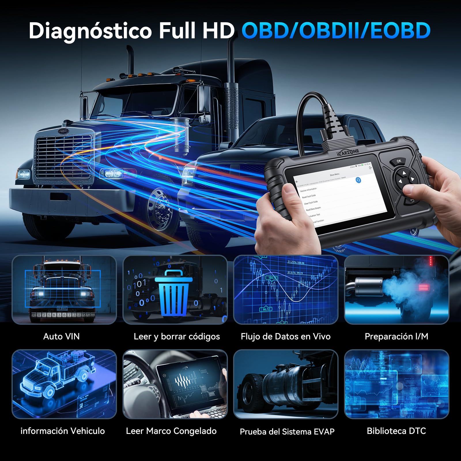 Máquina Diagnosis HD S700 para Camiones Pesados Sistema Completo Escáner, 8 Servicios, Diagnóstico para Cummins/Freightliner/Paccar/International/Mack/Hino/Isuzu Actualización de por Vida