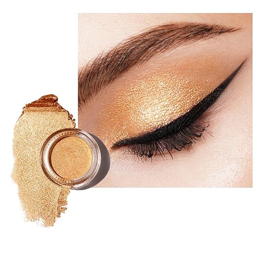 Oulac Sombra de Ojos Gold Creme Sombra de Ojos Altamente Pigmentada Natural À Prova D'Água e Longa Duração com Fórmula Hidratante, Brilho Brilhante Maquiagem para os Olhos Grande Capacidade. 6 g.