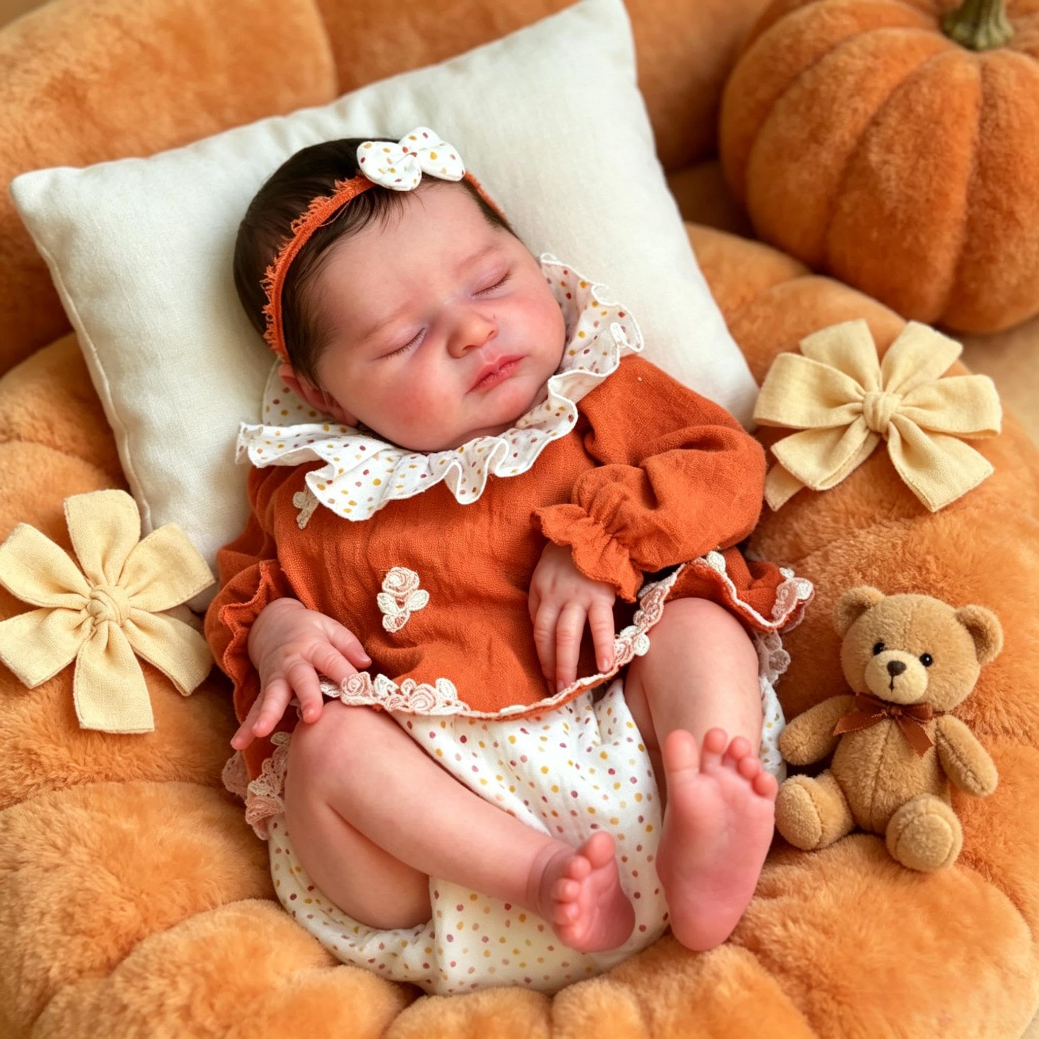 RXDOLL Realistische Reborn-Babypuppen, weicher Stoffkörper, 45,7 cm, schlafend, lebensechte Babypuppen, die echt aussehen bewegliche Vinylgliedmaßen Reborn Kleinkind Puppe Frühchen Babys