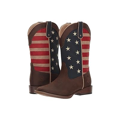 Roper Kids American Patriot (Toddler/Little Kid) Cowboy Boots Faux Leather Vamp Stars & Stripes Shaft