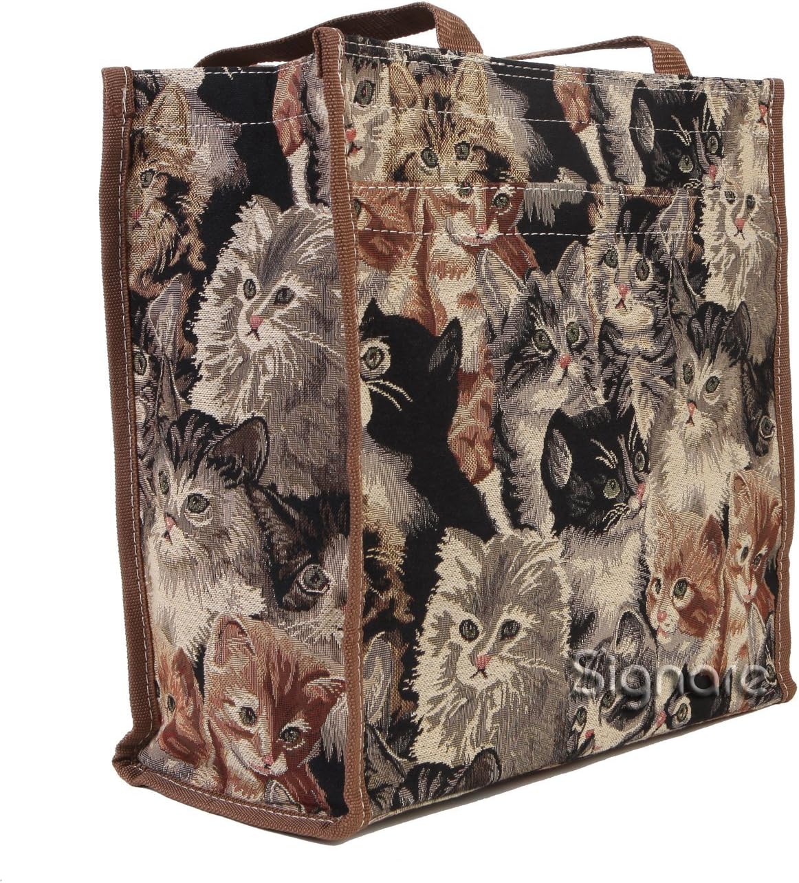 Tapestry Shoulder Bag Reusable Shopping Tote for Women with Cat Design (SHOP-CAT)