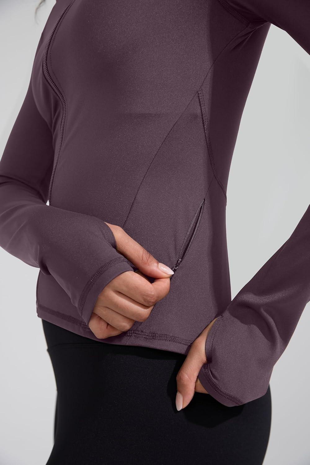 Running Workout Jackets for Woman Lightweight Athletic Tops Slim Fit Yoga Sportwear with Thumb Holes Full Zip - Image 3