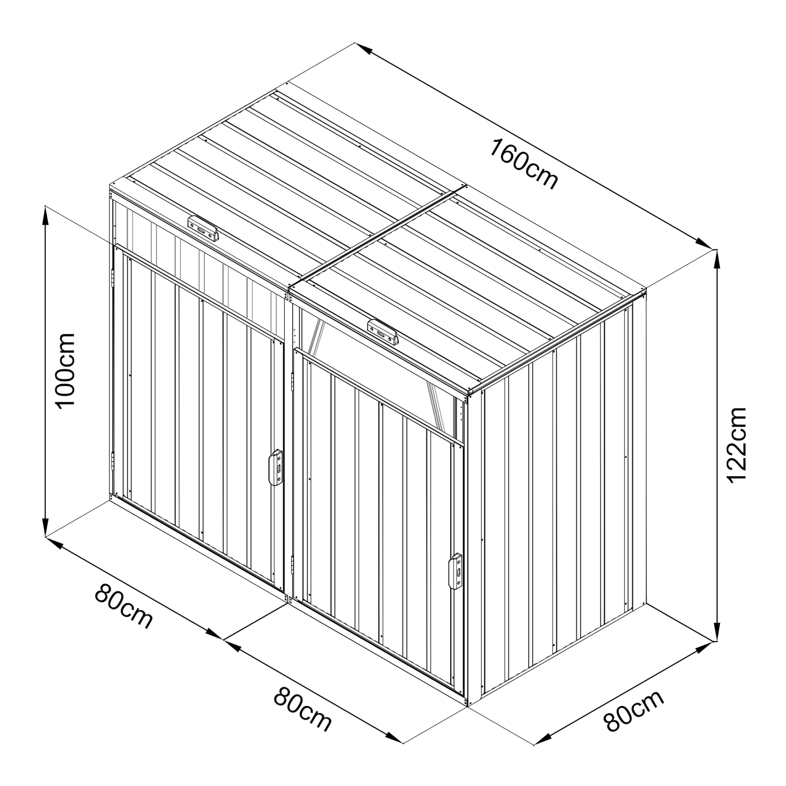 Axi Owen Cache Poubelle Métallique Anthracite/Acier Galvanisé Résistant Aux Intempéries - Abri Poubelle pour 2 Conteneurs - Max. 240L/480L - Abri Poubelle Extérieur avec Excellente Ventilation